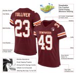 Custom Name Number Burgundy Orange White Mesh Football Jersey - Personalized Authentic Team Jersey Personalized Burgundy