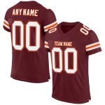 Custom Name Number Burgundy Orange White Mesh Football Jersey - Personalized Authentic Team Jersey Personalized Burgundy