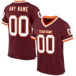 Custom Name Number Authentic Throwback Football Jersey Burgundy White Orange Mesh Personalized Team Jersey Personalized Burgundy