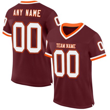 Custom Name Number Authentic Throwback Football Jersey Burgundy White Orange Mesh Personalized Team Jersey Personalized Burgundy