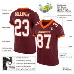 Personalized Burgundy White Orange Mesh Football Jersey for Men Size 2 Personalized Burgundy White-Orange Mesh Football Jersey