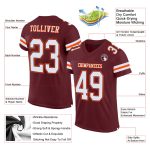 Personalized Burgundy White Orange Football Jersey for Kids - Custom Mesh 3 Personalized Burgundy White-Orange Mesh Football