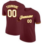 Custom Team Performance T-Shirt with Personalized Name & Number - Burgundy White-Yellow Personalized Burgundy White-Yellow