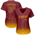 Personalized 3D Fade Washington City Edition Burgundy Yellow Baseball Jersey Personalized Burgundy Yellow 3D Washington City