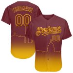Personalized 3D Fade Washington City Edition Burgundy Yellow Baseball Jersey Personalized Burgundy Yellow 3D Washington City