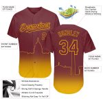 Personalized 3D Fade Washington City Edition Burgundy Yellow Baseball Jersey Personalized Burgundy Yellow 3D Washington City