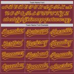 Custom Name and Number Personalized Burgundy Yellow Baseball Jersey - Authentic Team Gear Personalized Burgundy Yellow Authentic