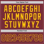 Custom Name and Number Personalized Burgundy Yellow Baseball Jersey - Authentic Team Gear Personalized Burgundy Yellow Authentic