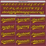 Burgundy Yellow-Black Personalized Baseball Jersey for Men and Women Personalized Burgundy Yellow-Black Baseball Jersey
