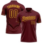 Personalized Performance Vapor Golf Polo Shirt in Burgundy and Yellow Personalized Burgundy Yellow Performance Vapor Golf
