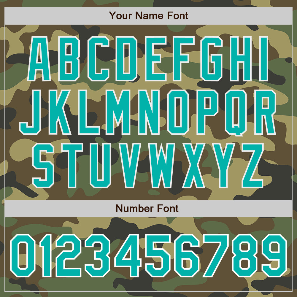 Personalized Camo Jacket Aqua-White Full-Snap Varsity Letterman Salute To Service Personalized Camo Aqua-White Bomber Full-Snap - Image 7