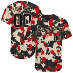Personalized Camo Baseball Jersey, Black-Cream 3D Salute to Service Design Personalized Camo Black-Cream 3D Salute To Service