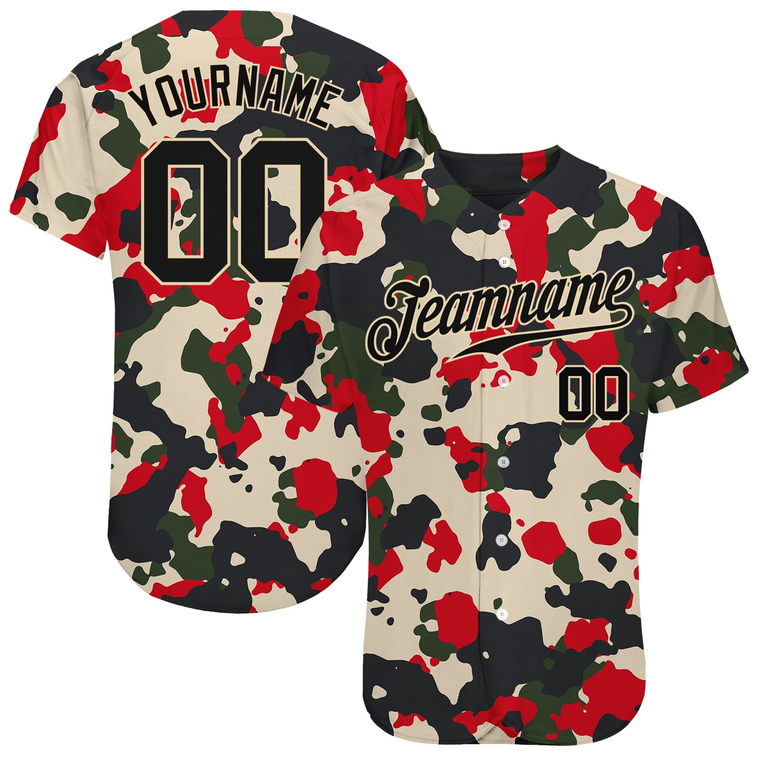 Personalized Camo Baseball Jersey - Black-Cream Authentic Salute To Service Personalized Camo Black-Cream Authentic Salute