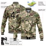 Personalized Camo Hawaii Palm Leaves 3D Bomber Jacket | Black-Cream Varsity Letterman Salute To Service Personalized Camo