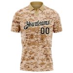 Personalized Camo Golf Polo Shirt - Black-Cream Performance Salute to Service Personalized Camo Black-Cream Performance Salute