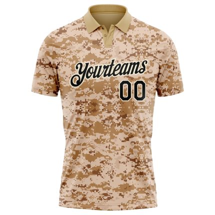 Personalized Camo Golf Polo Shirt - Black-Cream Performance Salute to Service Personalized Camo Black-Cream Performance Salute