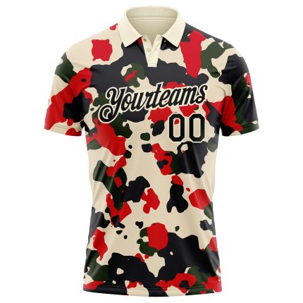 Personalized Camo Golf Polo Shirt - Black Cream Performance Salute to Service Personalized Camo Black-Cream Performance Salute