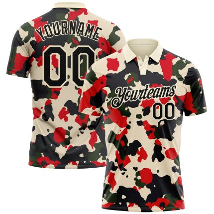 Personalized Camo Golf Polo Shirt - Black Cream Performance Salute to Service Personalized Camo Black-Cream Performance Salute