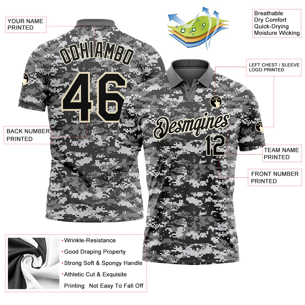 Personalized Camo Black-Cream Performance Salute To Service Golf Polo Shirt 4 Personalized Camo Golf Polo Shirt for Men, Black-Cream Salute to Service Performance 4 Personalized Camo Black-Cream Performance - Image 3