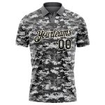 Personalized Camo Golf Polo Shirt for Men, Black-Cream Salute to Service Performance 4 Personalized Camo Black-Cream Performance