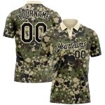 Personalized Camo Golf Polo Shirt for Men - Black-Cream Salute to Service Performance Apparel Personalized Camo Black-Cream