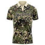Personalized Camo Golf Polo Shirt for Men - Black-Cream Salute to Service Performance Apparel Personalized Camo Black-Cream