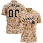 Personalized Camouflage Golf Polo Shirt - Black and Cream Performance Salute to Service Personalized Camo Black-Cream Performance