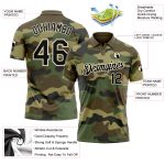 Custom Camo Black-Cream Golf Polo Shirt with Name and Number - Performance Salute to Service Personalized Camo Black-Cream