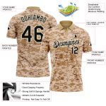 Personalized Camouflage Golf Polo Shirt - Black and Cream Performance Salute to Service Personalized Camo Black-Cream Performance