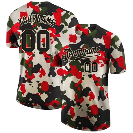 Personalized Camouflage Salute to Service T-Shirt in Black and Cream - Performance Fit, Size 2 Personalized Camo Black-Cream