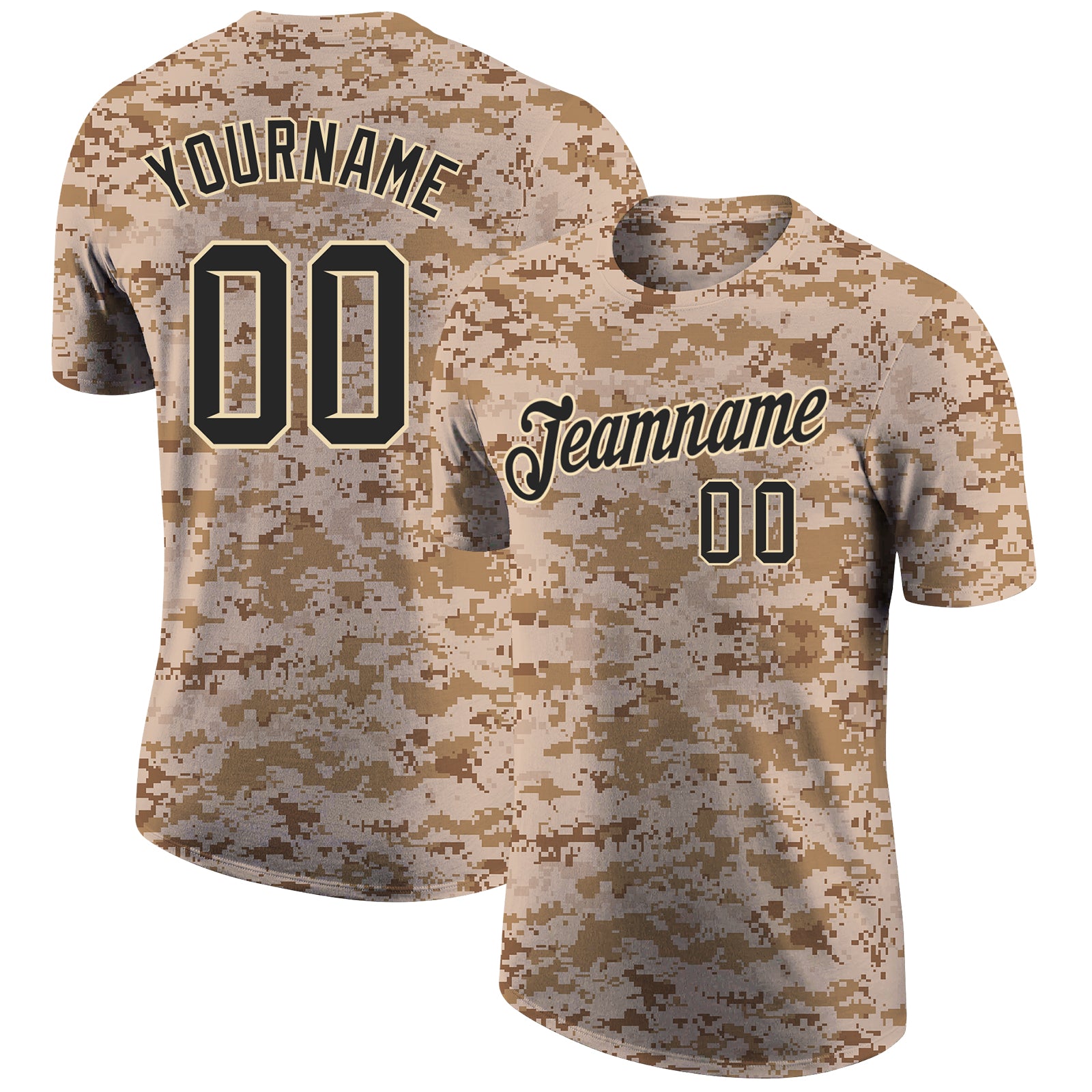 Personalized Camo Salute to Service T-Shirt in Black-Cream Performance, Sizes 3 Personalized Camo Black-Cream Performance