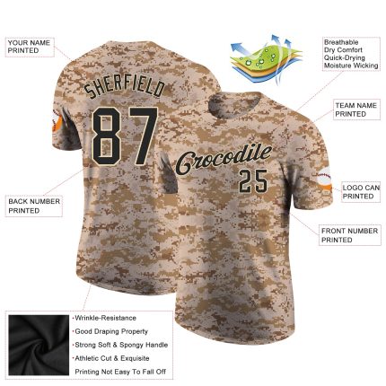 Personalized Camo Salute to Service T-Shirt in Black-Cream Performance, Sizes 3 Personalized Camo Black-Cream Performance