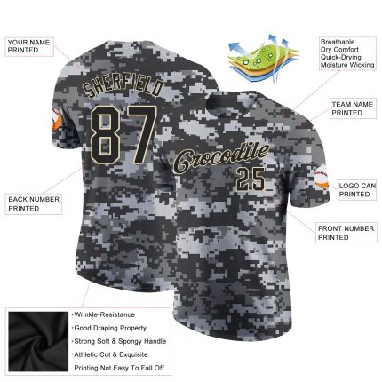 Camo Black-Cream Personalized Performance T-Shirt, Salute to Service Apparel Personalized Camo Black-Cream Performance Salute