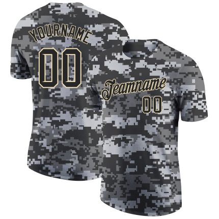Camo Black-Cream Personalized Performance T-Shirt, Salute to Service Apparel Personalized Camo Black-Cream Performance Salute