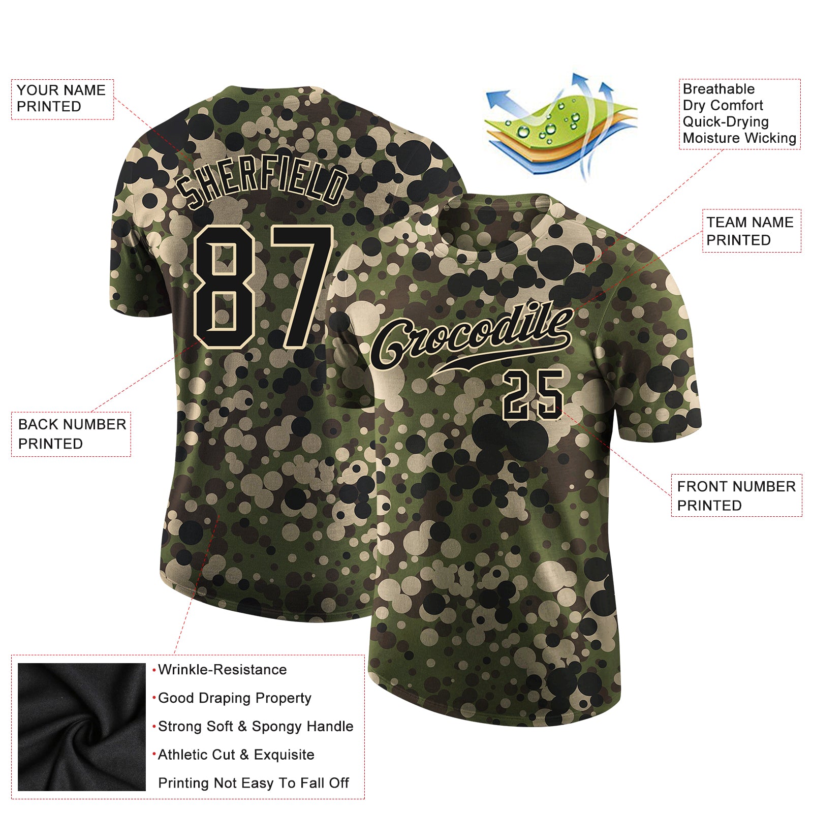 Personalized Camo Black-Cream Performance Salute To Service T-Shirt 6 Personalized Camo Salute to Service T-Shirt for Men - Black-Cream Performance Style, Size 6 Personalized Camo Black-Cream - Image 2
