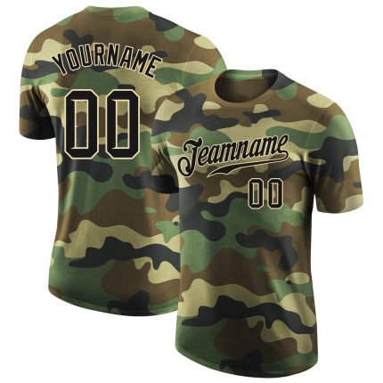 Personalized Camo Performance T-Shirt for Salute to Service in Black-Cream Personalized Camo Black-Cream Performance Salute