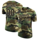 Custom Name and Number Salute To Service T-Shirt in Black-Cream Camo Performance Fabric Personalized Camo Black-Cream Performance