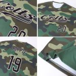 Custom Name and Number Salute To Service T-Shirt in Black-Cream Camo Performance Fabric Personalized Camo Black-Cream Performance