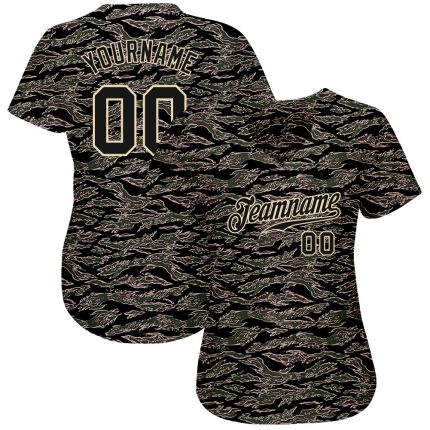 Personalized Camo Baseball Jersey for Salute to Service Black Cream 3 Personalized Camo Black-Cream Salute To Service Baseball
