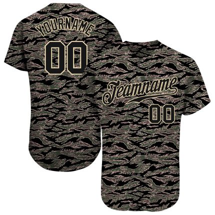 Personalized Camo Baseball Jersey for Salute to Service Black Cream 3 Personalized Camo Black-Cream Salute To Service Baseball