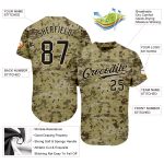 Personalized Camo Baseball Jersey - Black-Cream Salute To Service Design Personalized Camo Black-Cream Salute To Service