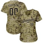 Personalized Camo Baseball Jersey - Black-Cream Salute To Service Design Personalized Camo Black-Cream Salute To Service