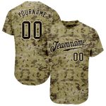 Personalized Camo Baseball Jersey - Black-Cream Salute To Service Design Personalized Camo Black-Cream Salute To Service