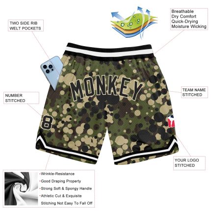 Personalized Camo Basketball Shorts - Black-Cream Salute to Service Personalized Camo Black-Cream Salute To Service Basketball