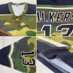Personalized Camo Salute to Service Hockey Jersey - Black Cream Lace Neck Personalized Camo Black-Cream Salute To Service