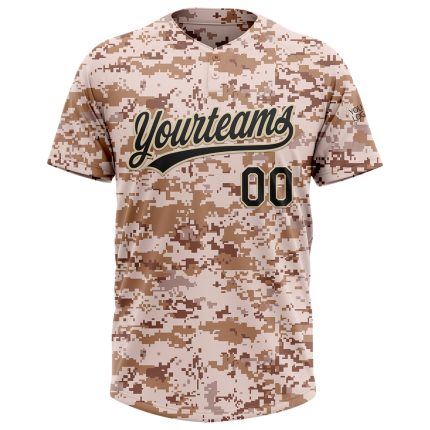 Personalized Camo Black Cream Salute to Service Two-Button Softball Jersey Unisex Personalized Camo Black-Cream Salute To