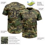 Custom Camo Softball Jersey Unisex Black-Cream Salute To Service Two-Button Personalized Camo Black-Cream Salute To Service