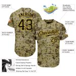 Personalized Camo Black Gold Baseball Jersey - Authentic Salute To Service Design Personalized Camo Black-Gold Authentic
