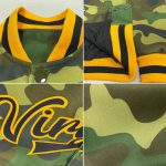 Custom Camo Black-Gold Bomber Jacket | Full-Snap Varsity Letterman Salute to Service Personalized Camo Black-Gold Bomber