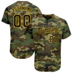 Personalized Black Gold Camo Salute to Service Baseball Jersey for Men Personalized Camo Black-Gold Salute To Service Baseball